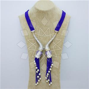 Fashion Gem and Crystals Tassel Necklace