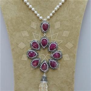 Fashion Gem and Crystals Tassel Necklace