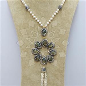 Fashion Gem and Crystals Tassel Necklace
