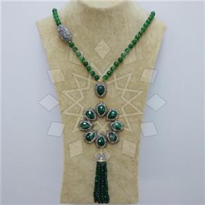 Fashion Gem and Crystals Tassel Necklace