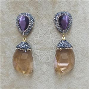 Fashion Gem and Crystals Single Drop Earrings