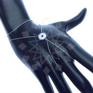 925 Sterling Silver Evil Eye Single Finger to Bracelet Hand Jewelry