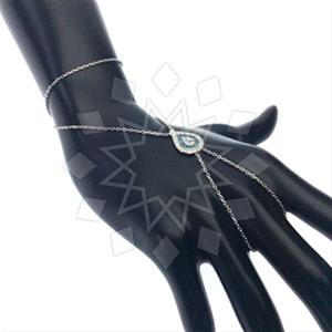 925 Sterling Silver Evil Eye Single Finger to Bracelet Hand Jewelry