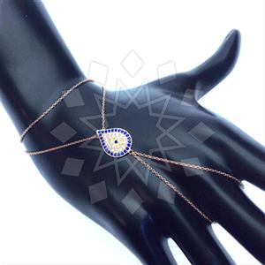 925 Sterling Silver Evil Eye Single Finger to Bracelet Hand Jewelry