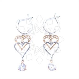 925 Sterling Silver Heart Dangle Earrings