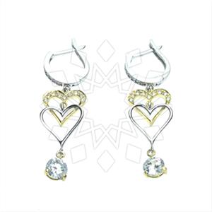 925 Sterling Silver Heart Dangle Earrings