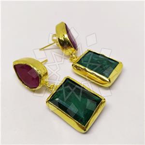 Fashion Classic Turkish Gemstone  Double Drop Earrings