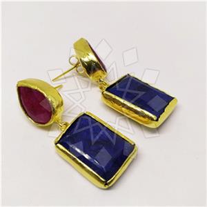 Fashion Classic Turkish Gemstone  Double Drop Earrings