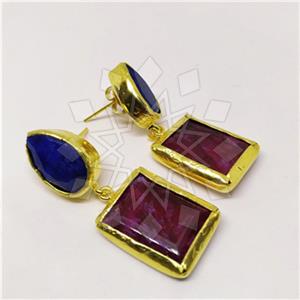 Fashion Classic Turkish Gemstone  Double Drop Earrings