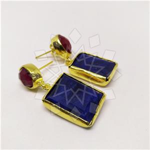 Fashion Classic Turkish Gemstone  Double Drop Earrings
