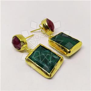 Fashion Classic Turkish Gemstone  Double Drop Earrings