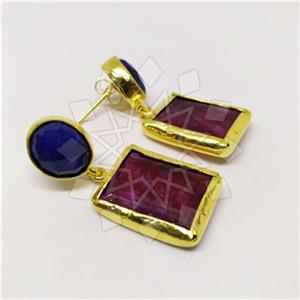 Fashion Classic Turkish Gemstone  Double Drop Earrings