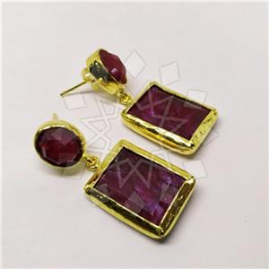 Fashion Classic Turkish Gemstone  Double Drop Earrings