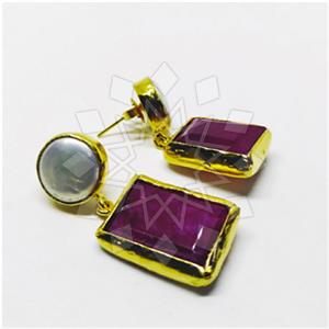 Fashion Classic Turkish Gemstone  Double Drop Earrings