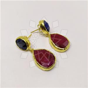 Fashion Classic Turkish Gemstone  Double Drop Earrings