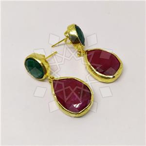 Fashion Classic Turkish Gemstone  Double Drop Earrings