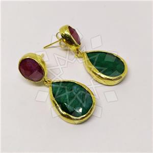 Fashion Classic Turkish Gemstone  Double Drop Earrings