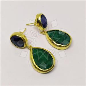 Fashion Classic Turkish Gemstone  Double Drop Earrings