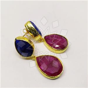 Fashion Classic Turkish Gemstone  Double Drop Earrings