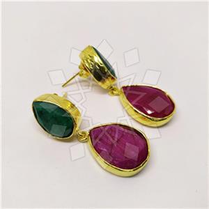 Fashion Classic Turkish Gemstone  Double Drop Earrings