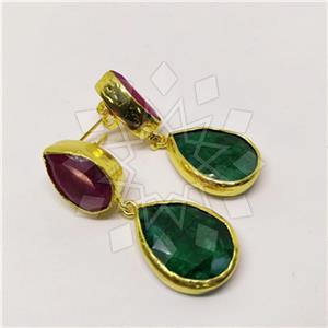 Fashion Classic Turkish Gemstone  Double Drop Earrings