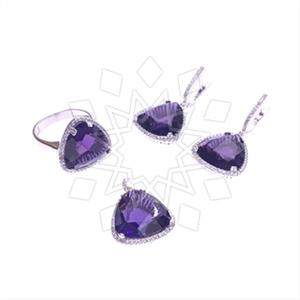 925 Sterling Silver Zirconia Statement  Ring Earring Pendant Sets