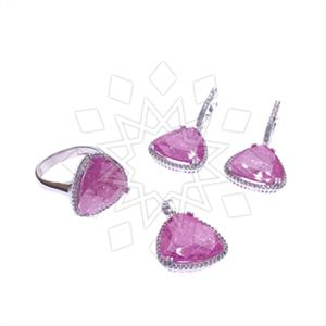 925 Sterling Silver Zirconia Statement  Ring Earring Pendant Sets