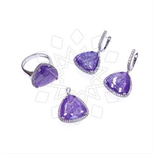 925 Sterling Silver Zirconia Statement  Ring Earring Pendant Sets