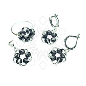 925 Sterling Silver Flower Ring Earring Pendant Sets