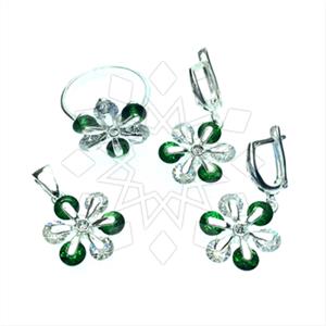 925 Sterling Silver Flower Ring Earring Pendant Sets