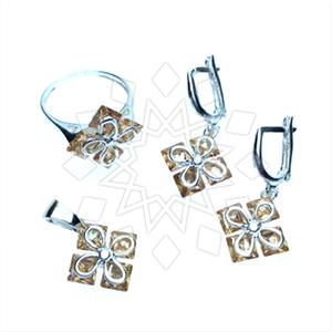 925 Sterling Silver Flower Ring Earring Pendant Sets