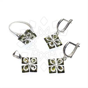 925 Sterling Silver Flower Ring Earring Pendant Sets