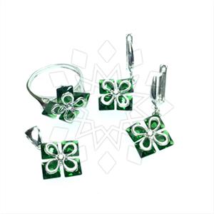 925 Sterling Silver Flower Ring Earring Pendant Sets