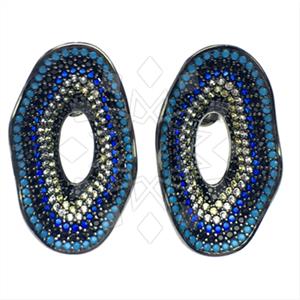 925 Sterling Silver Colorful Rainbow  Statement Earring