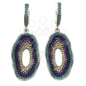 925 Sterling Silver Colorful Rainbow  Statement Earring