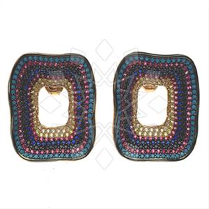 925 Sterling Silver Colorful Rainbow  Statement Earring