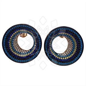 925 Sterling Silver Colorful Rainbow  Statement Earring