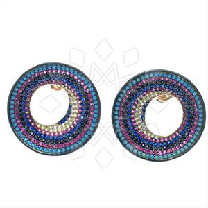 925 Sterling Silver Colorful Rainbow  Statement Earring