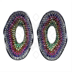 925 Sterling Silver Colorful Rainbow  Statement Earring