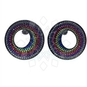 925 Sterling Silver Colorful Rainbow  Statement Earring