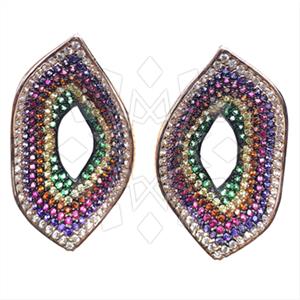 925 Sterling Silver Colorful Rainbow  Statement Earring