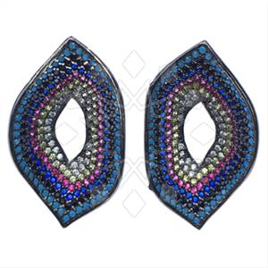 925 Sterling Silver Colorful Rainbow  Statement Earring