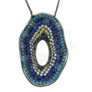 925 Sterling Silver Colorful Rainbow  Pendant Necklace