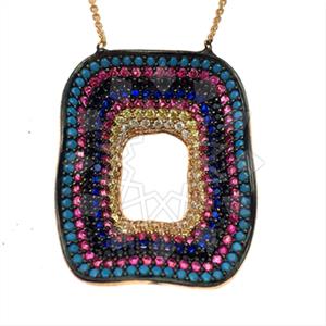 925 Sterling Silver Colorful Rainbow  Pendant Necklace