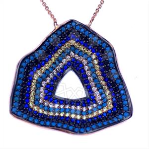 925 Sterling Silver Colorful Rainbow  Pendant Necklace