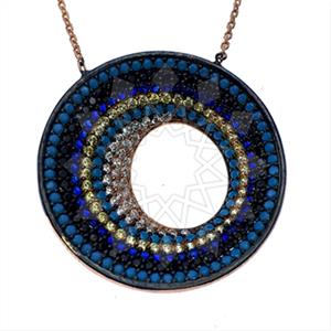 925 Sterling Silver Colorful Rainbow  Pendant Necklace