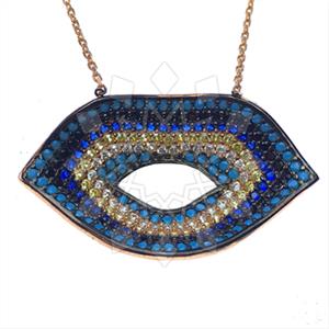 925 Sterling Silver Colorful Rainbow  Pendant Necklace