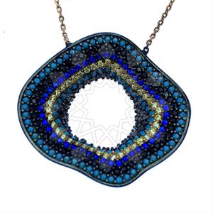 925 Sterling Silver Colorful Rainbow  Pendant Necklace