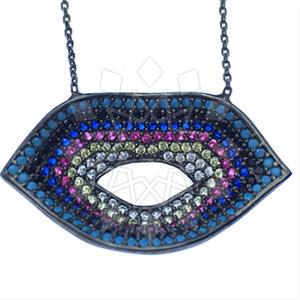 925 Sterling Silver Colorful Rainbow  Pendant Necklace