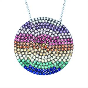 925 Sterling Silver Gem and Crystals Metal and Chain Necklace